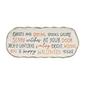 Halloween Stoneware Plate 9 Inch with Hand-Painted Poem, Orange Spooky Decor