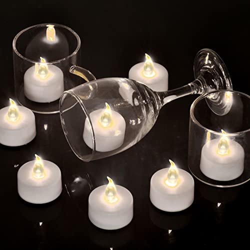 100 Pack Flameless LED Tea Lights Candles - Flickering Warm White, 200+ Hours