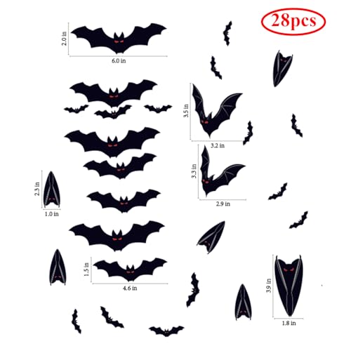 Halloween Window Clings Stickers - 112pcs Spiders Bats Decals for Glass Windows Party Decor