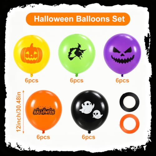 Halloween Balloons Set - Black & Orange 30 Pcs Latex Party Decorations
