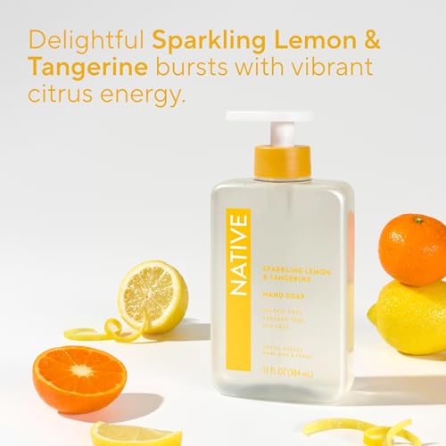 Native Liquid Hand Soap - Sparkling Lemon & Tangerine, 13 oz Bottle, Non-Drying & Plant-Based