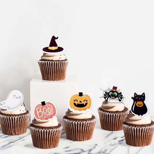 Edible Pink Halloween Cupcake Toppers - Baby Shower & Party Decor - 40Pcs - Halloween-3