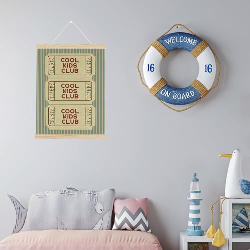 Kids Playroom Decor Banner - Retro Ticket Design with Stamp Variation