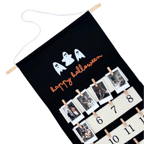 Halloween Photo Countdown Calendar with Clips - Reusable Spooky Season Decor