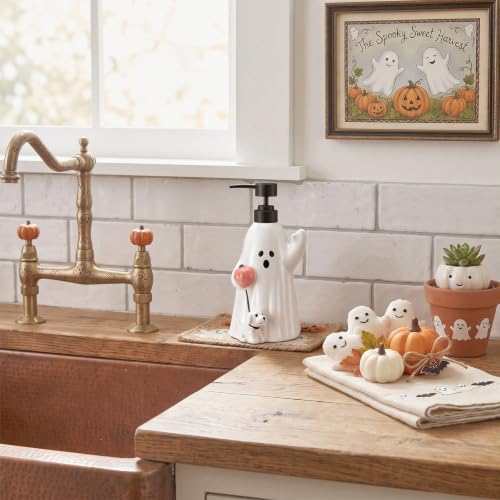Ghost Puppy Soap Dispenser Ceramic 500ml - Halloween Bathroom Decor