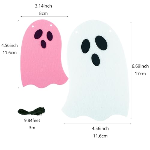 Halloween Ghost Garland Set - Felt Ghost Banner for Haunted House Decorations, Indoor & Outdoor