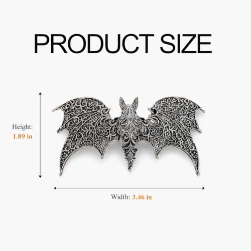 Halloween Bat Wing Hair Clips - Gothic Silver Hair Barrettes, Style 9