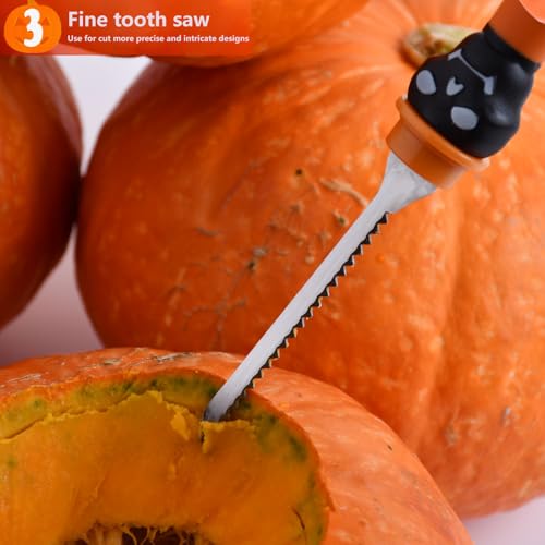 Black 3-Piece Pumpkin Carving Kit Set - Heavy Duty Stainless Steel Halloween Tools