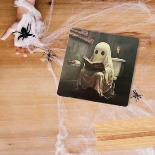 Halloween Ghost Decor Gift Acrylic Plaque with Wooden Stand for Home & Bathroom