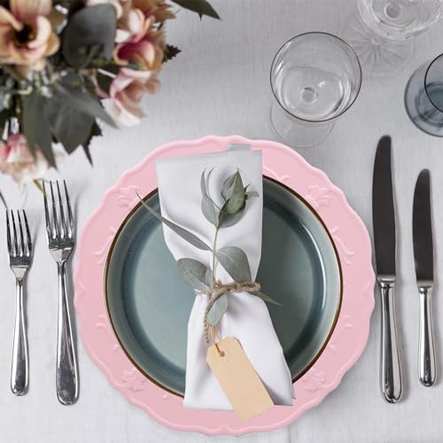 Pink Charger Plates Set - 13 Inch Dinnerware for Weddings & Parties - Variation Pink HB