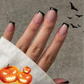 Modelones Black French Tip Press On Nails Short Square with Variation A1-Square Black French