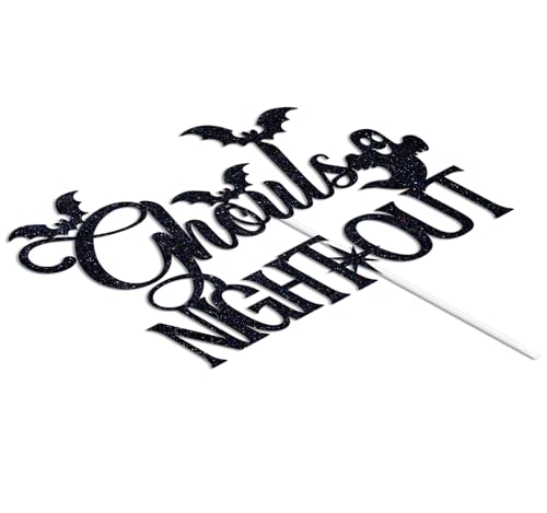 Halloween Cake Topper Black Glitter Ghouls Night Out Celebration Decor