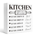 Kitchen Rules Sign - Rustic Wooden Plaque for Kitchen Decor - 5x5 Inches - Housewarming Gift - Kitchen Sign 5