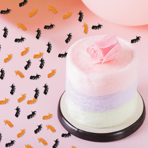 120pcs Witch Confetti for Baby Shower Party Decorations - Black & Orange Glitter Scatter