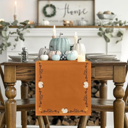Orange 13x90 Inch Fall Table Runner - Polyester Home Decor for Party & Dining