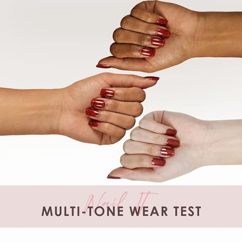 Semi Cured Gel Nail Strips - Hema-Free Glitter Cat Eye Dark Red - Shine Variant