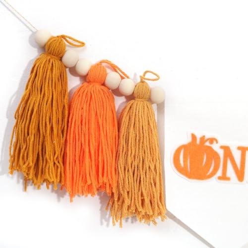 Boho Pumpkin 1st Birthday High Chair Banner - Gold Tassels & Felt Decor