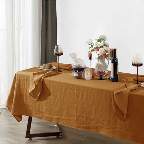 Rectangular Linen Tablecloth 60x84 Caramel - Heavyweight Organic Fabric