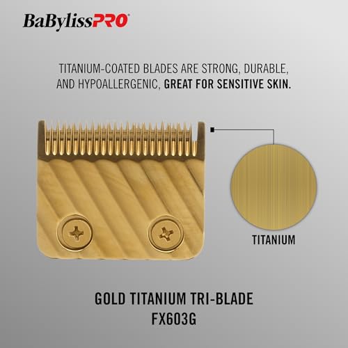 BaBylissPRO Barberology Gold Tri Replacement Blade for Hair Clippers (FX603G)