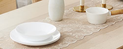 LinenZone 14 x 48 Linen Table Runner with Tassels - Mia Variation