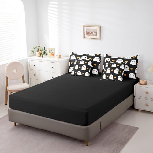 Cartoon Ghost Queen Comforter Set 7 Piece Halloween Bedding with Sheets - Multi 13
