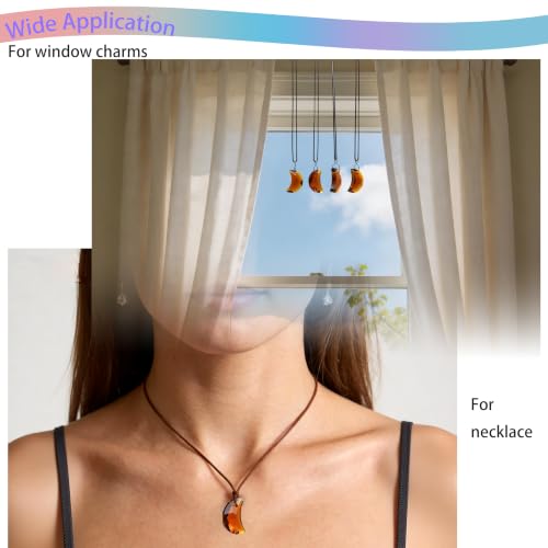 6pcs Amber Moon Charms Crystal Pendants for Windows & Home Decor - Suncatchers