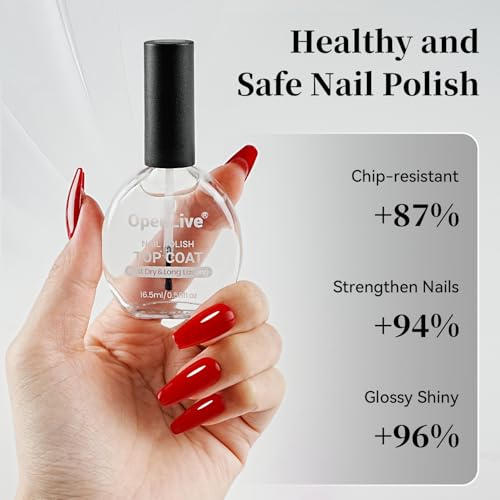 OpenLive Top Coat Nail Polish 16.5ml Clear High Gloss Shine - Variation of THIS listing