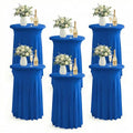 Blue 32x43 Inch 6-Pack Spandex Cocktail Table Covers with Ruffle Skirt - ArtSocket