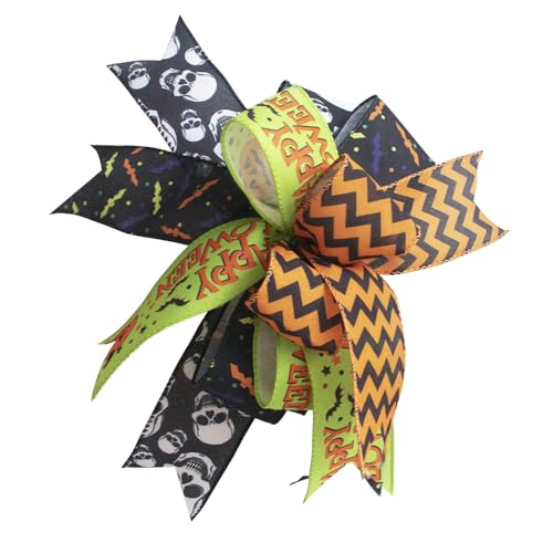 Halloween Wreath Bows - 14x11 Inch Indoor Outdoor Door Wall Window Decoration