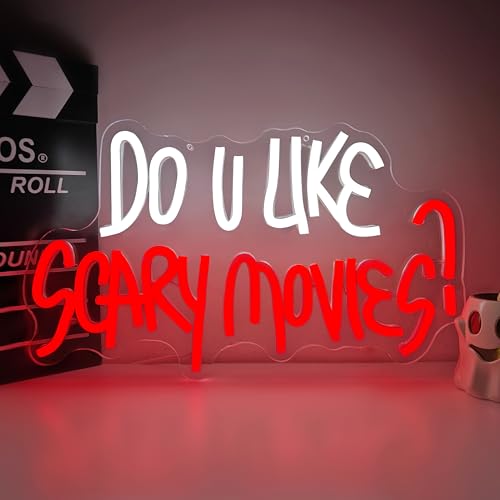 Scary Movie Neon Sign - Halloween Horror Wall Decor, Dimmable LED Light, Spooky Gothic Room Gift (Variation: Scary Movie)