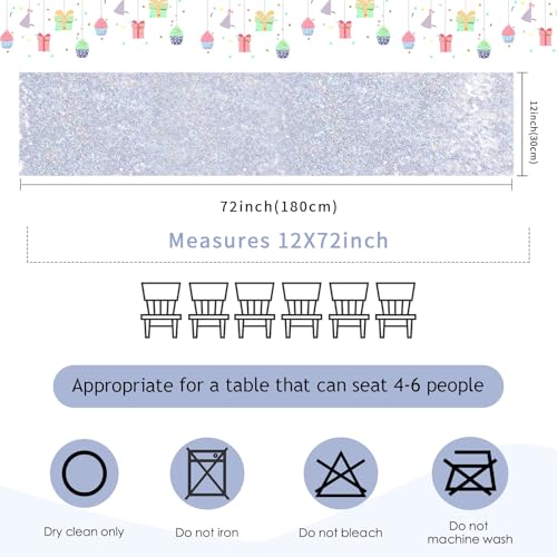 4 Pack Silver Sequin Table Runners 12x72 Inch Sparkly Wedding Party Decor - Variation of THIS listing