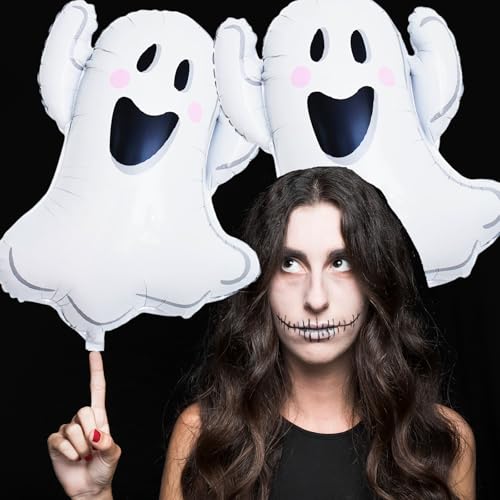 Halloween Ghost Balloons Set - 6 Large Foil Inflatable Decorations for Indoor Outdoor Parties