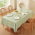 Green Plaid Rectangular Tablecloth 60x84 Inch Heavy Duty Linen Cotton Polyester