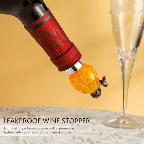 4-Inch Hand Blown Glass Pumpkin Wine Stopper - Reusable & Eco-Friendly - Pumpkin Variation
