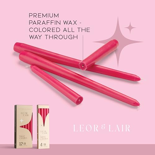 Hot Pink Taper Candles 4 Pack - 10 Inch Unscented Birthday & Party Decor