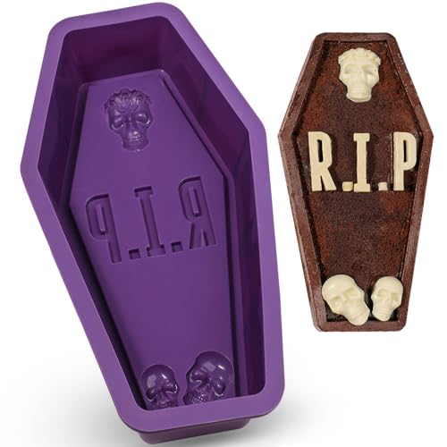 Silicone Coffin Cake Pan - 12 Inch Tombstone Mold for Halloween Baking - Variation: Coffin