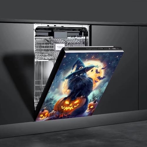 Farmhouse Cat Magnetic Dishwasher Cover - 23 x 26 Inches Halloween Kitchen Decor