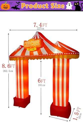 Halloween Carnival Trunk or Treat Car Decorations Kit - Inflatable with LEDs, 8.6FT, Outdoor Halloween Party Supplies, Carnival Variation