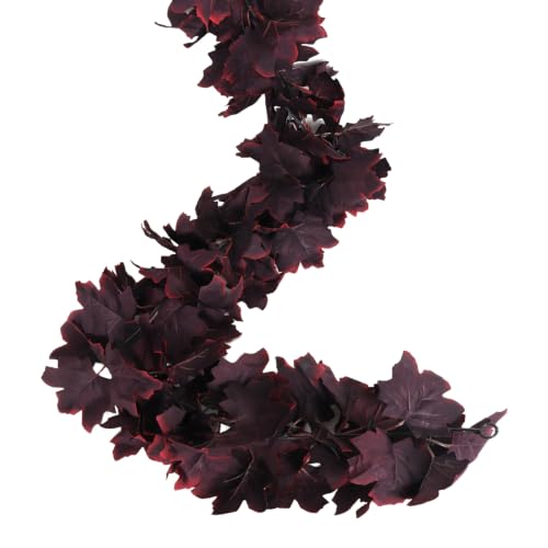 Artificial Autumn Maple Garland - Wine Red Fall Hanging Vine, 2 Pack