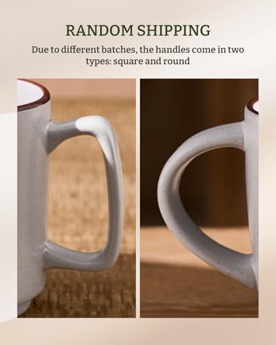 Light Gray Coffee Mug Set of 4 - 14oz Ceramic Cups for Latte Tea Milk