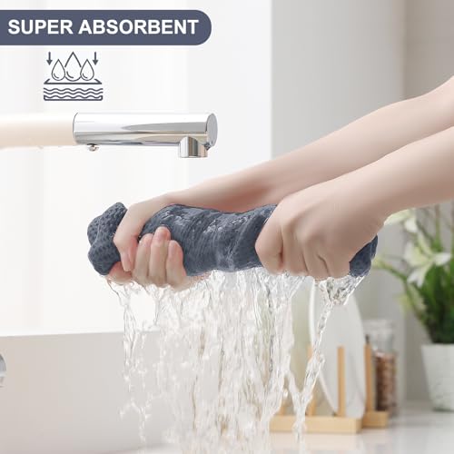 Homaxy 12-Piece Cotton Kitchen Towels and Dishcloths Set - Dark Grey