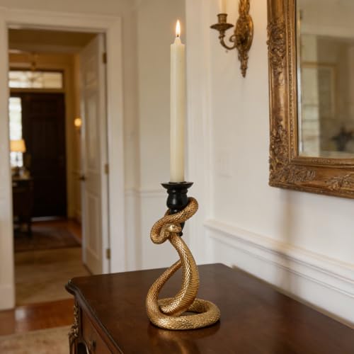 Guichifun Gold Snake Candle Holder Halloween Decor - Black Candle Cup