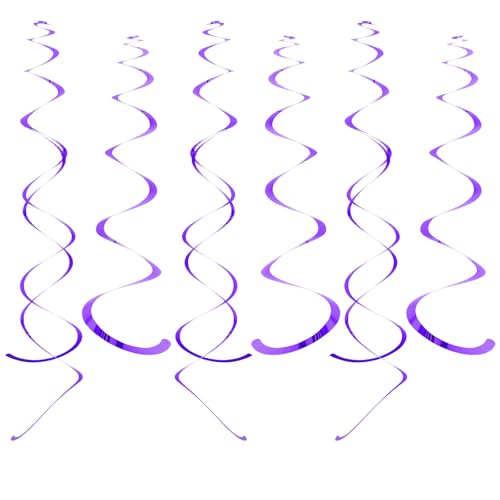 Pink Metallic Hanging Swirl Decorations Set - 30 Party Streamers with Light Purple Variation