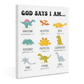 Inspirational Dinosaur Christian Canvas Wall Art - Nursery Decor, 15x11.42 Inches - Variation: Dinosaur