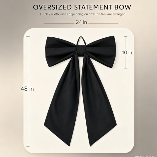 Giant 48x24 Inch Black Holiday Bow - Halloween & Christmas Tree Topper
