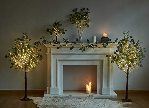 Lighted Eucalyptus Tree 4FT - Plug-in Artificial Greenery with 160 Warm White LEDs for Holiday & Party