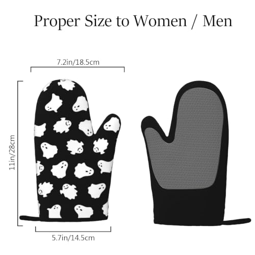 Halloween Ghost Silicone Oven Mitts Set - Spooky Non-Slip Heat-Resistant Kitchen Gloves with Variation: Ghost