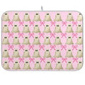 Pink Halloween Ghost Bow Dish Drying Mat - 18x24 Reusable Microfiber Kitchen Countertop