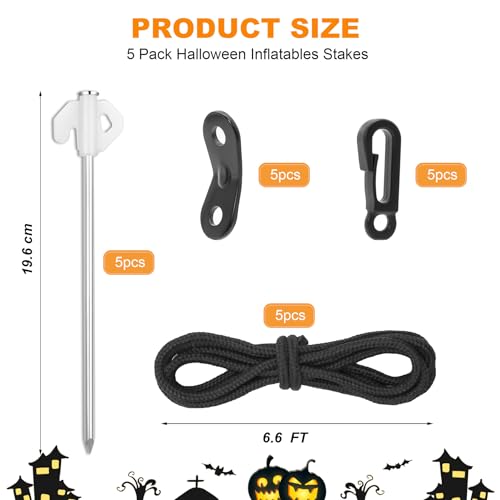 Heavy Duty Inflatable Stakes Set - 60 Pcs Garden Lawn Tie Downs with Hooks & Ropes - Seasonal Decor Security - Variation 60