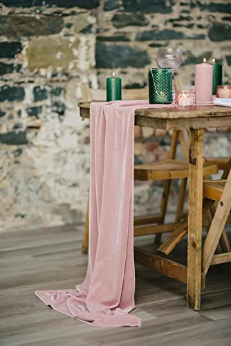 Velvet Table Runner 10ft Wedding Reception Decor Dusty Rose 20x120in - Blush Pink & Mauve Variation